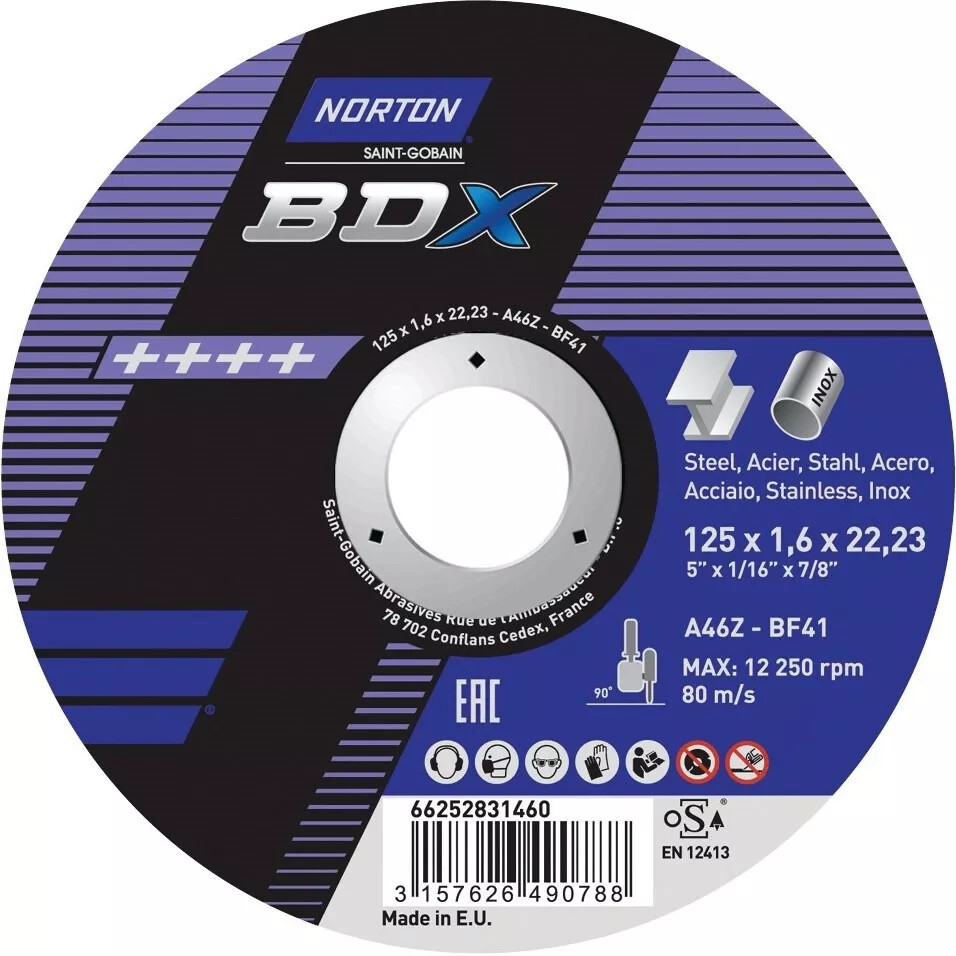 Disque à tronçonner BDX acier/inox ultra-mince Norton